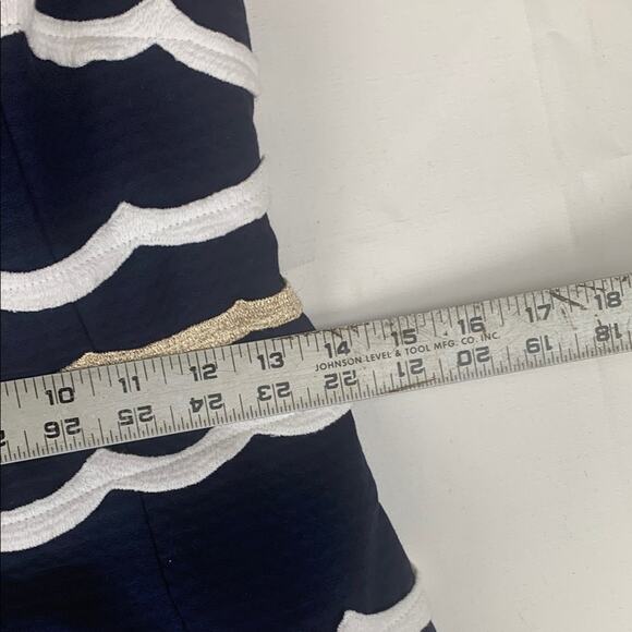 Lilly Pulitzer size 4 small one shoulder blue gold Dress stripe sirens guest - Picture 7 of 15